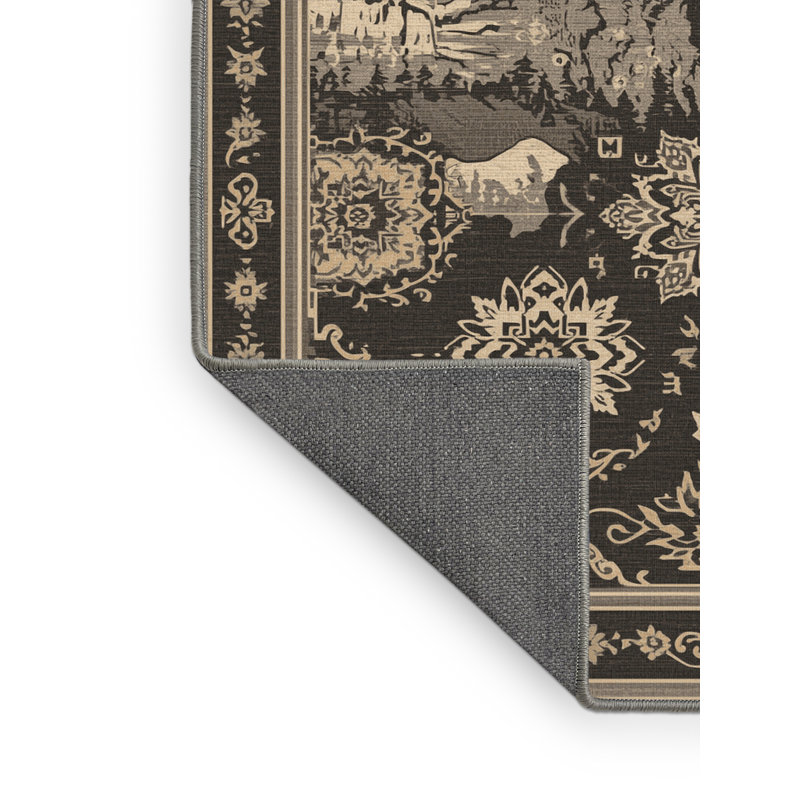 Soft Plush Collier Mount Rushmore Traditional Oriental Area Rug in Gray – Gray Binding, 2x3