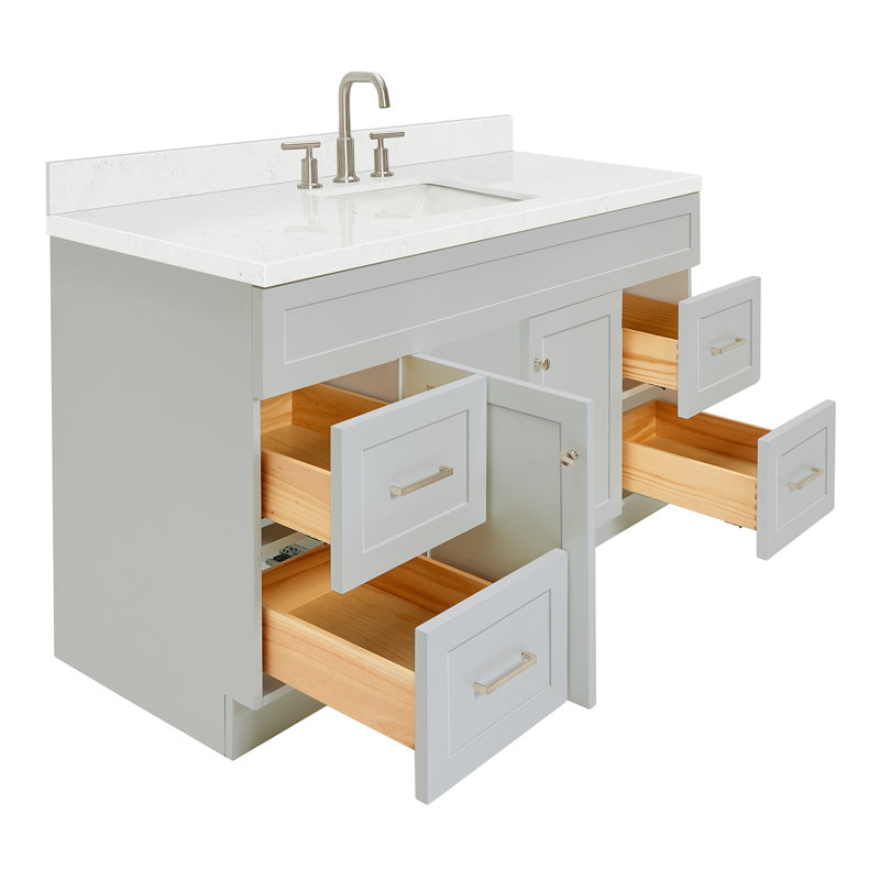Hamlet 60.25'' Bathroom Vanity with Carrara Quartz Top, Gray