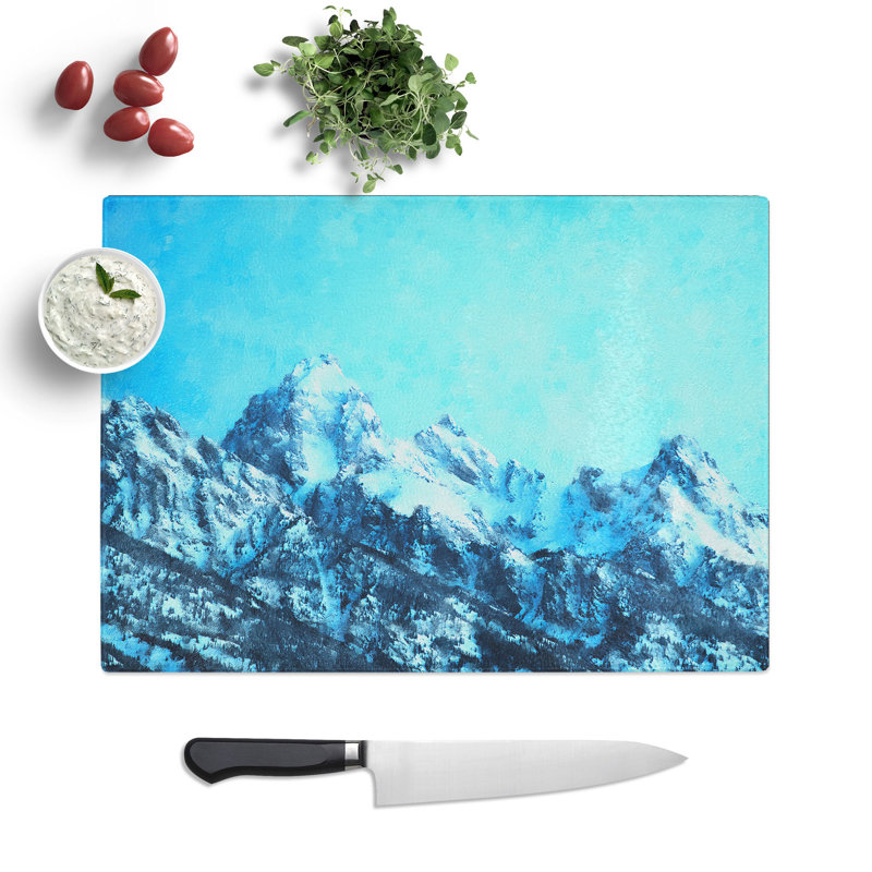 Tempered Glass Mountain Blues Chopping Board, 28.5 cm x 39 cm