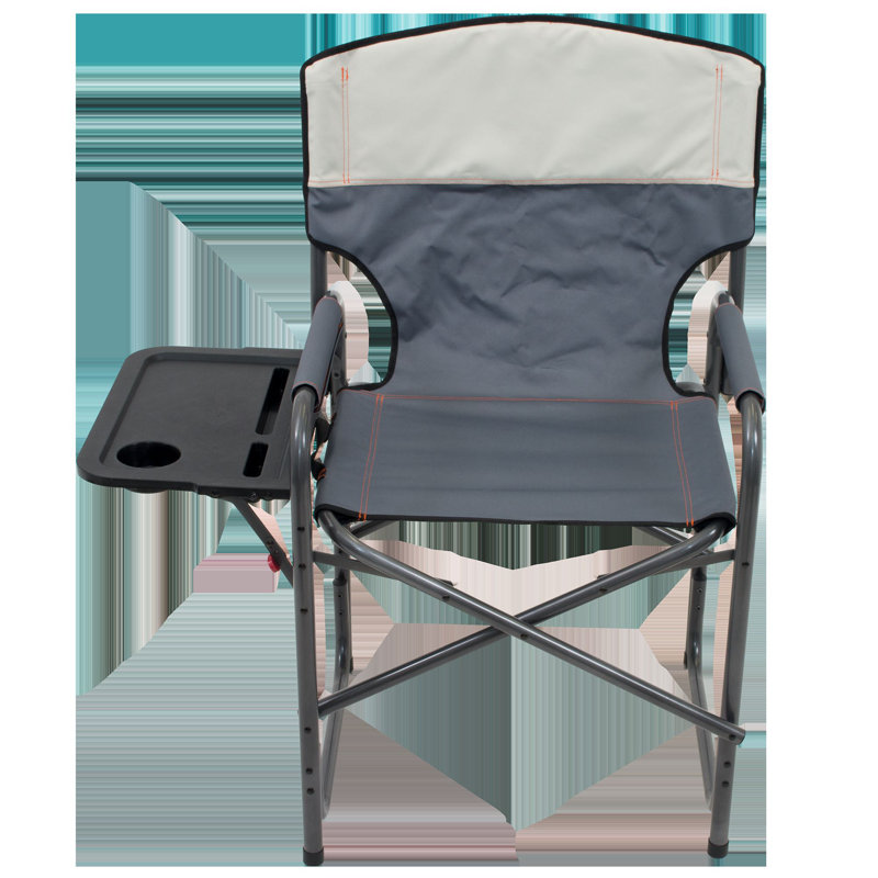 Slate and Putty Steel Frame Director's Camping Chair with Side Table
