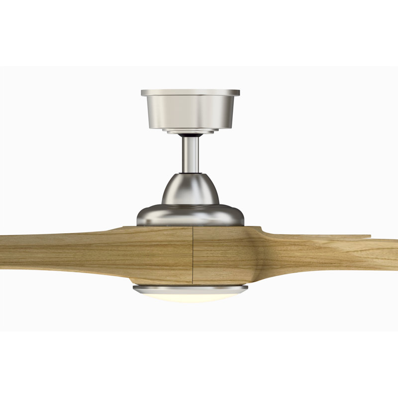 Wrap Custom 48 inch Indoor/Outdoor Ceiling Fan with LED CCT Select Light Kit - Brushed Nickel with Natural blades, Natural