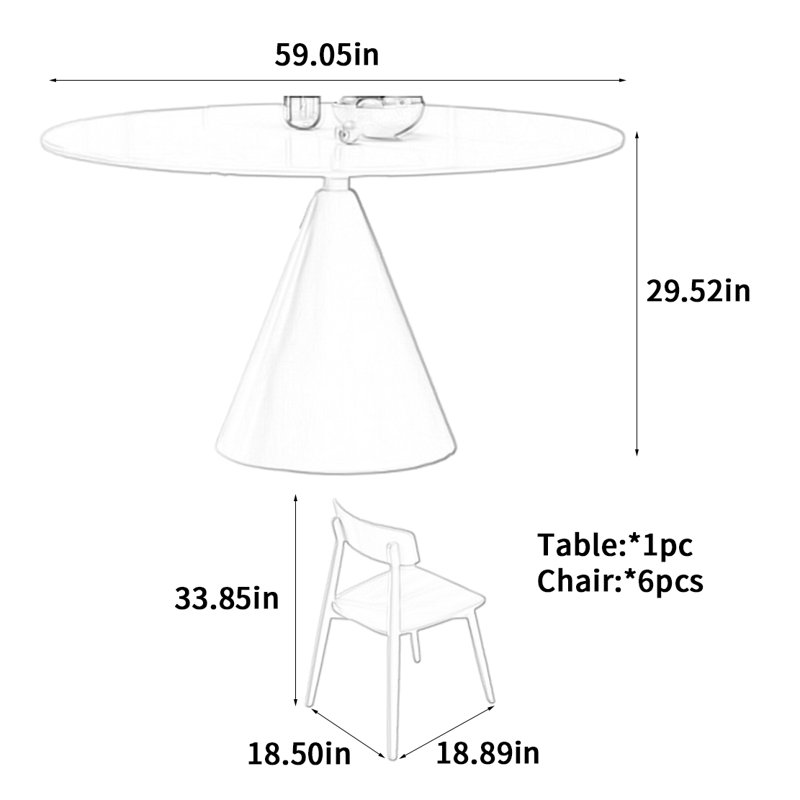 Table de salle à manger French French, H 29,52 po x L 59,05 po x l 59,05 po
