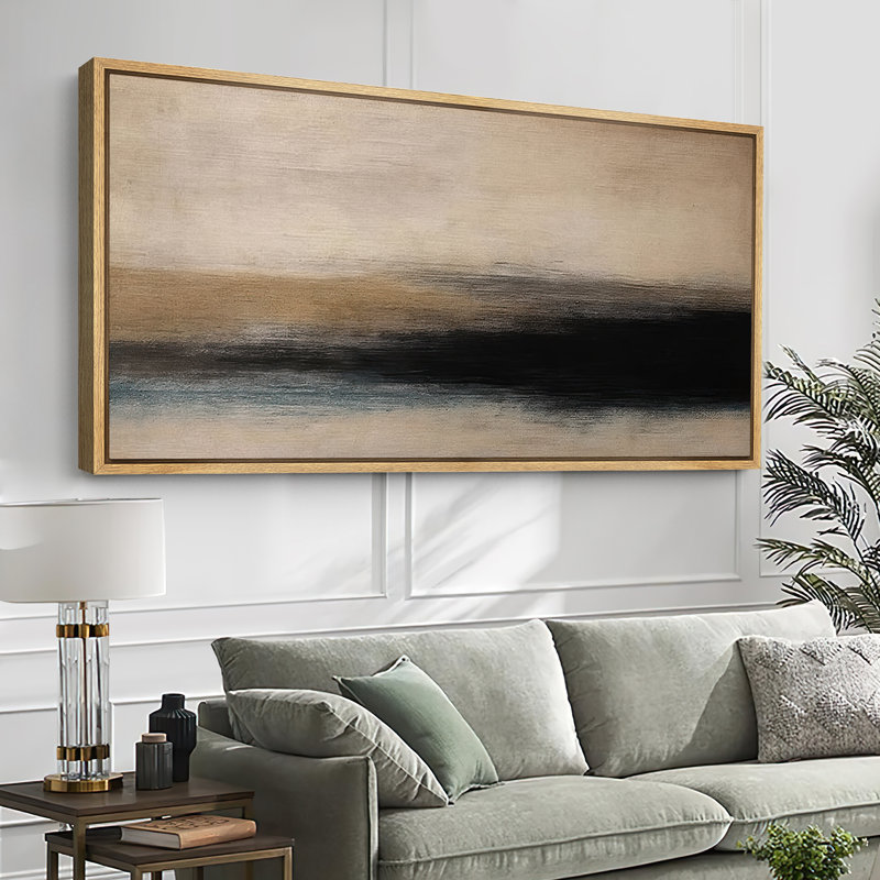 Grande impression sur toile encadrée, impression de paysage abstrait neutre pour décoration intérieure moderne, Naturel