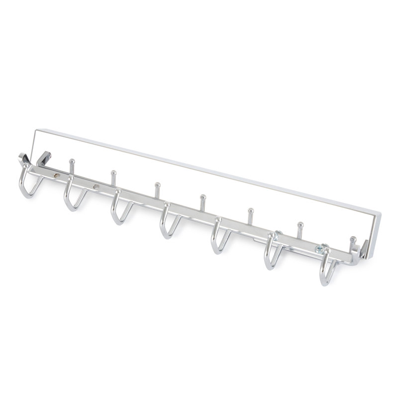 Chrome 14'' Sliding Belt and Accessory Rack with 7 Hooks
