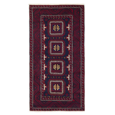 Tapis bleu marine Teimani 3 pi 3 po x 6 pi 4 po