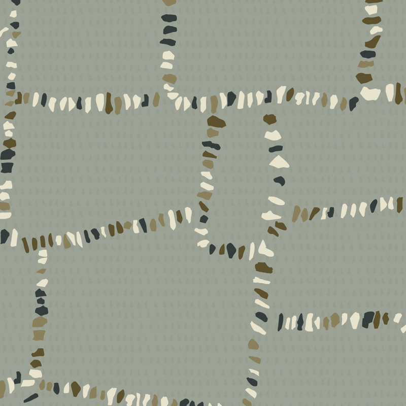 Tulum Ruins Wallpaper, Non-Pasted, Ash Blue Gray, Faux Grasscloth