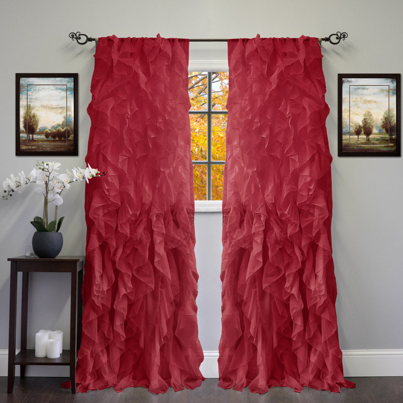 Fulda Semi Sheer Curtain Single Panel, 50" W x 84" L, Burgundy