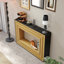 Console Modern Contrast moderne avec structure en bois stratifié et plateau noir