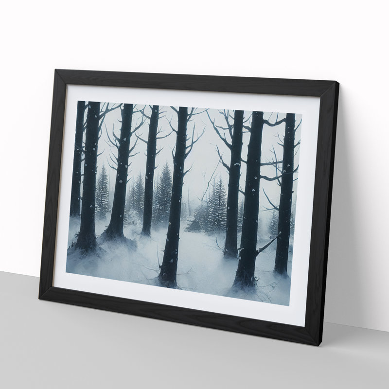 A Wonderful Winter Forest - Single Picture Frame Print, 46cm H x 64cm W x 2cm D, Black