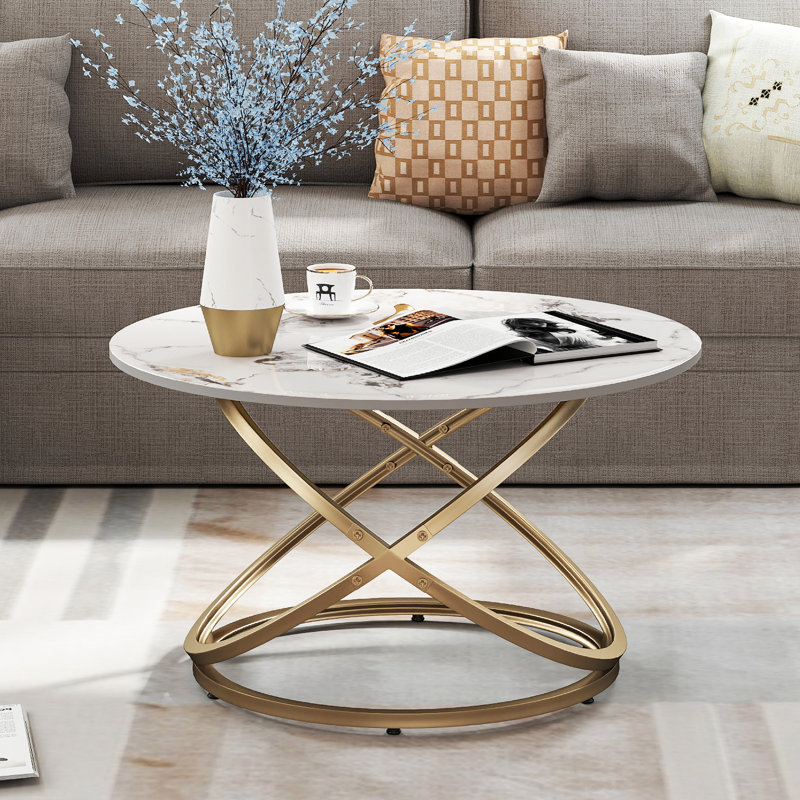 Reepham Frame Coffee Table with Storage, White/Gold