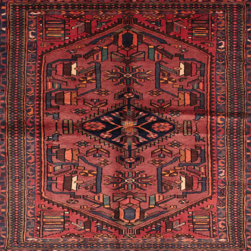 Tapis oriental multicolore tissé à la machine Oriental, Carré 4 pi