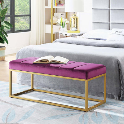Banc en velours avec cadre en métal et pied de lit décoratif pour chambre à coucher et salon Channel