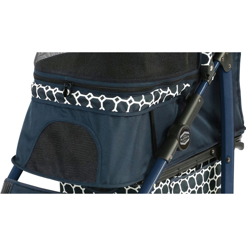 Monaco Blue Aluminum Pet Stroller with Mesh Canopy