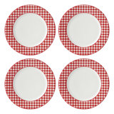 Lenox Gingham Red Dinner Plates, Set of 4