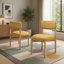 Chaises de salle à manger modernes en bois (ensemble de 2), chaises rembourrées en tissu de lin avec structure en bois massif et assise rembourrée-760085878