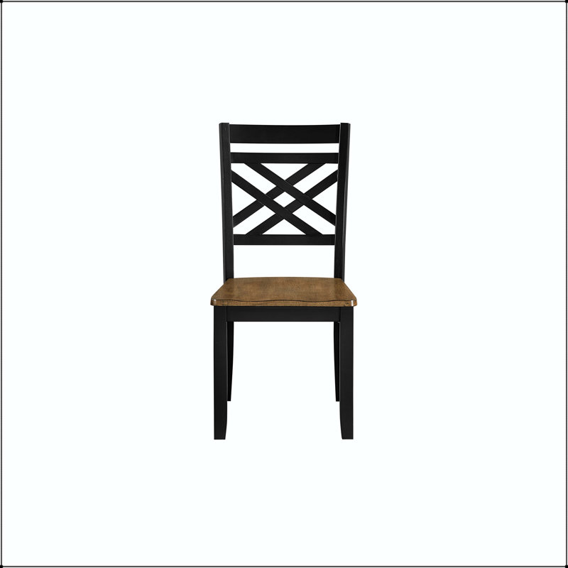Chaise de salle à manger à deux tons en noir et brun avec siège en bois