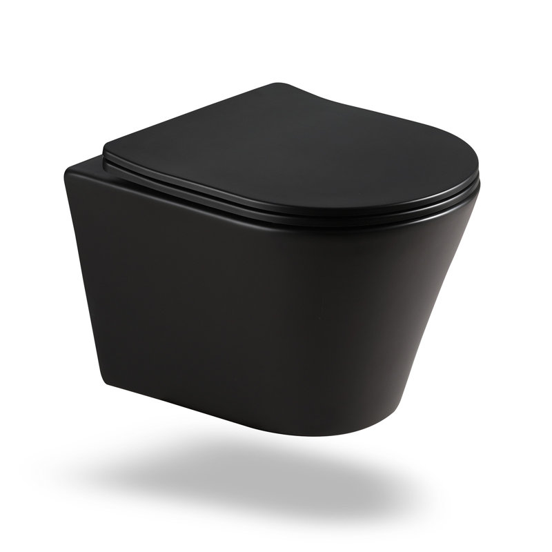 Belfry Bathroom Qureshi LPF Round Wall Mounted Wall Hung Toilets (Seat Included)