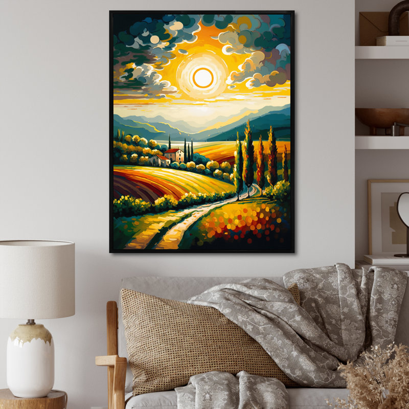 Les rayons de soleil de Maymoona culminent à travers les nuages II, H 44 po x l 34 po x P 1,5 po, Cadre flottant noir
