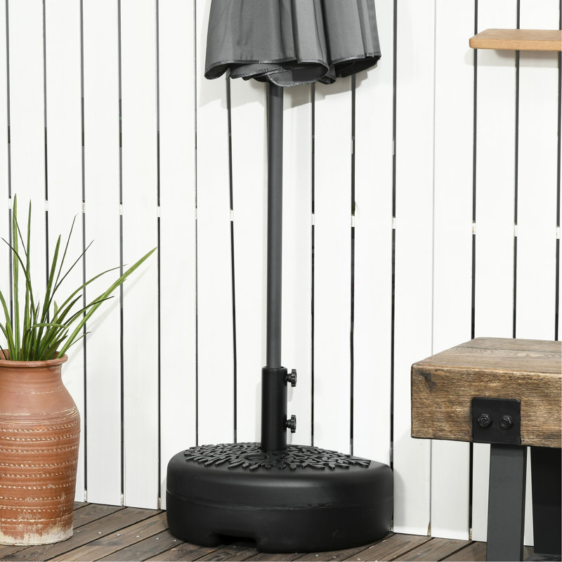 Demi-base extérieure pour parasol - 40 lb d'eau / 46 lb sable remplissable, compatible avec un poteau de 1,5 po ou 2 po, magnifique support de patio noir