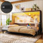 Lit escamotable double avec bureau intégré, charge USB, lumières DEL pour un gain de place moderne-1380518996-1380518993