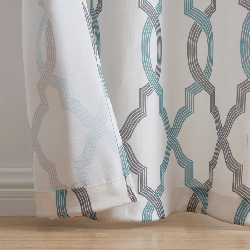 Paire de rideaux semi-transparents avec œillets , Aigue-marine, l 38 po x L 84 po