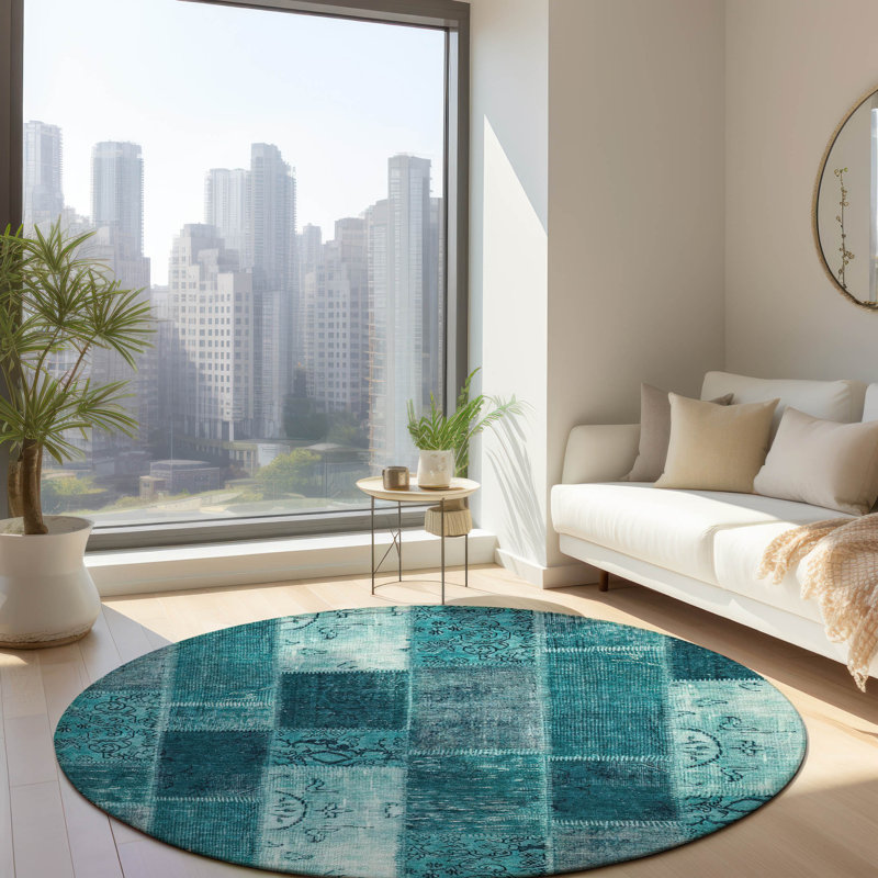 Tapis intérieur / extérieur Heffington avec envers antidérapant, Rond 8 pi