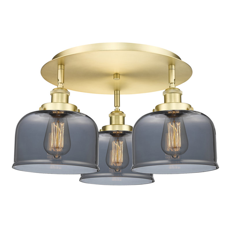 Plafonnier Bell, Plaqué couleur fumée, Or satiné