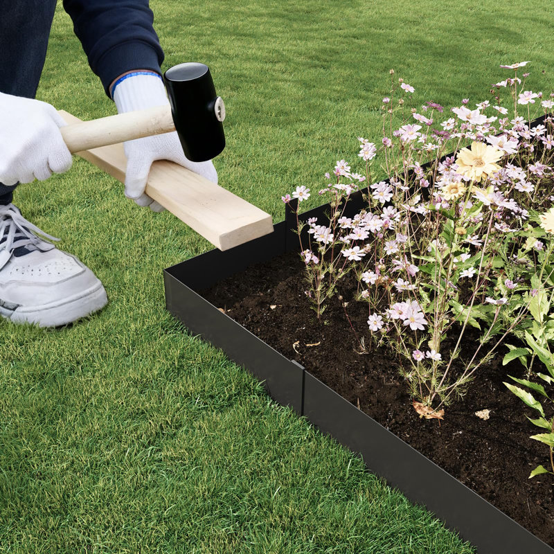 Metal Lawn Edging 100x20 cm 6 Modules - UV-Resistant Metal Palisade Flower Bed Border Edging Weatherproof