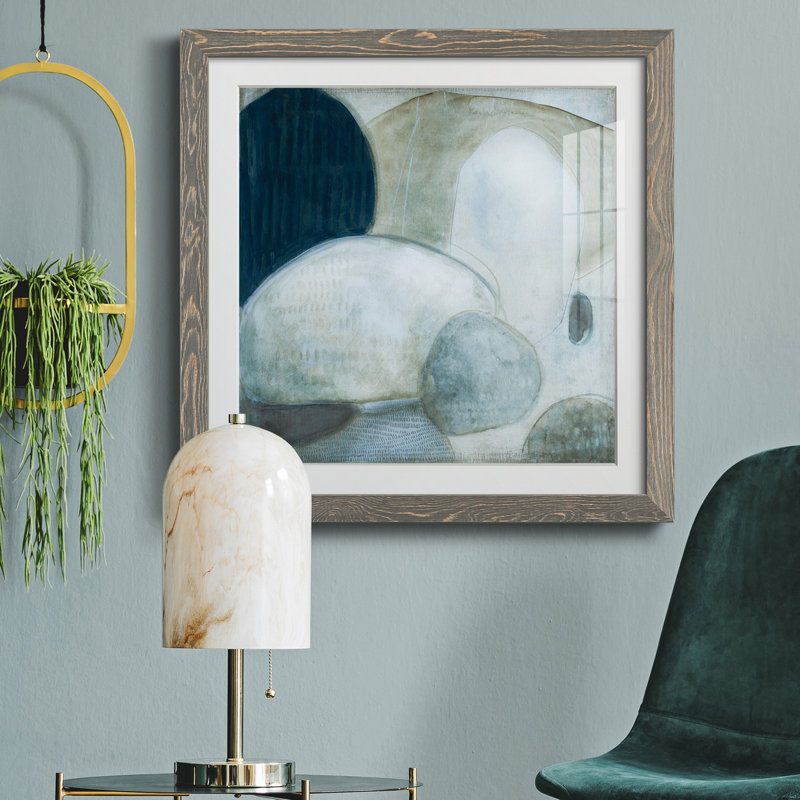 Aucune pierre non retournée - peinture encadrée, Cadre gris, H 35,5 po x l 35,5 po x P 1,5 po
