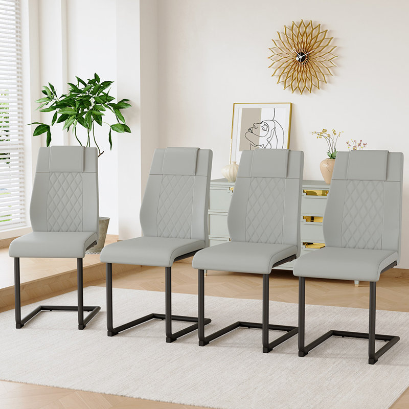 Chaises de salle à manger modernes, 4, Gris clair, Noir