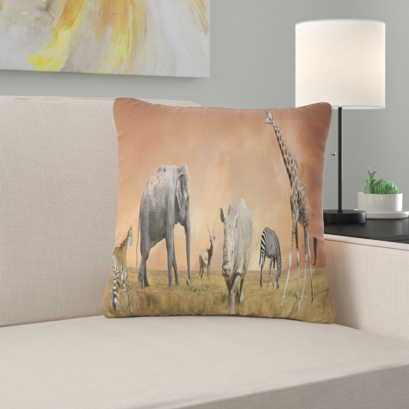 Coussin décoratif à vie savannah africain, 18 po x 18 po, Coussin décoratif