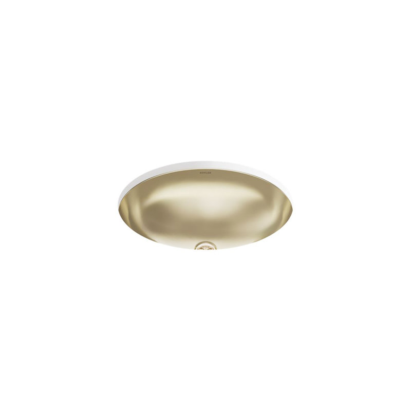 Rhythm Metal Oval Undermount Bathroom Sink, Mirror French Gold