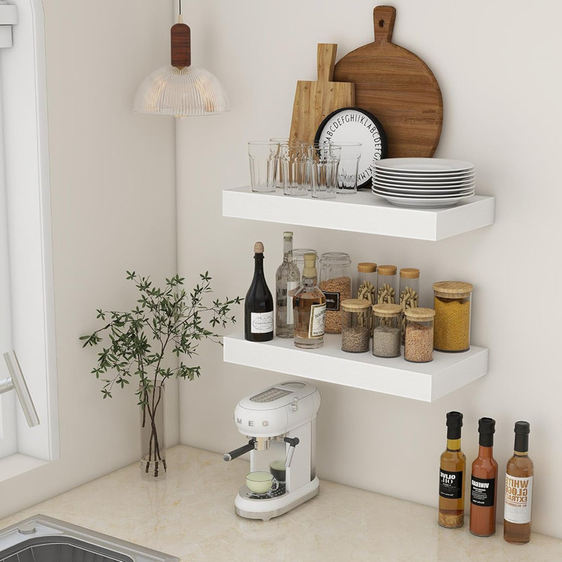 Ensemble de 2 grandes tablettes en bois pour les livres, le salon, la salle de bain, la salle de lavage, la chambre à coucher, la cuisine et le bureau personnel
