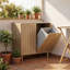 Armoire à linge inclinée avec deux bacs amovibles, en MDF et chêne autoportante.