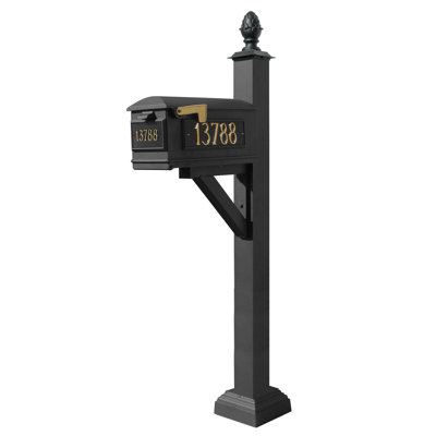 Westhaven Aluminum Post Mounted Mailbox with Magnetic Closure
