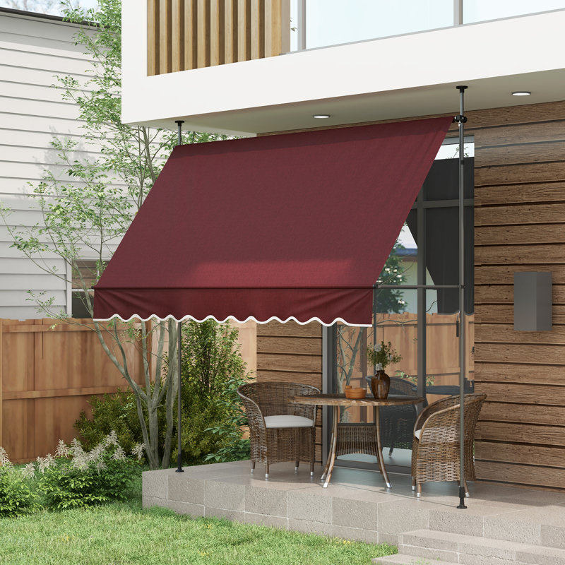 Auvent de terrasse rétractable en polyester l 118,1 po x P 118,1 po Outsunny, Rouge