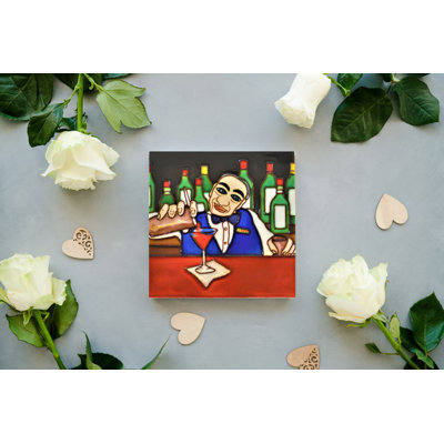 Barman 6 x 6 po avec sous-verre bleu