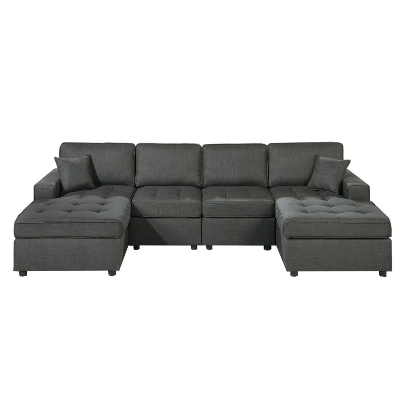 3-Piece Sectional Set, Black Fabric