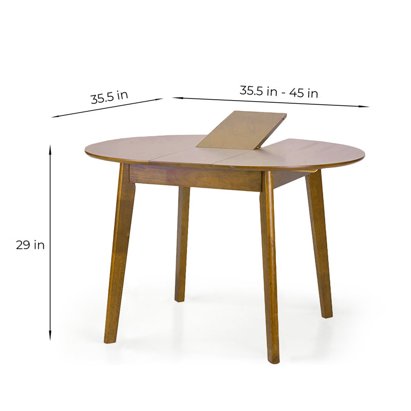 Ensemble de table de salle à manger 5 pièces, table de salle à manger ronde extensible avec 4 chaises rembourrées en bois massif de style classique