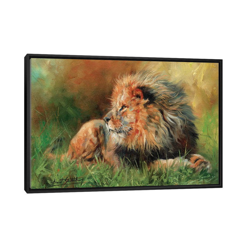 «Lion Full», reproduction d'impression sur toile, H 18 po x l 26 po x P 1,5 po, Toile avec cadre noir, Pas de tapis