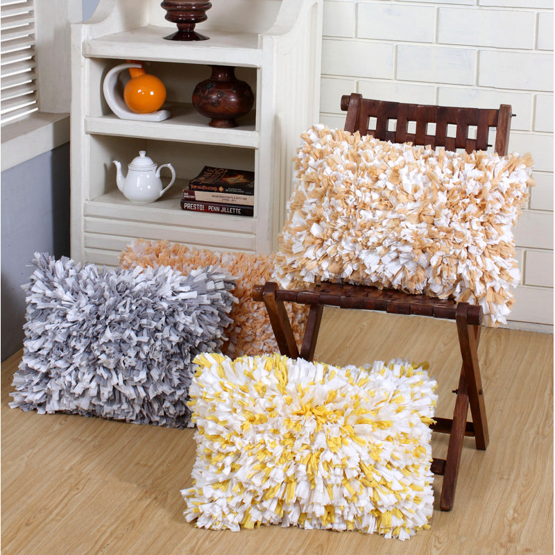 Abstract Cotton Throw Pillow, Yellow