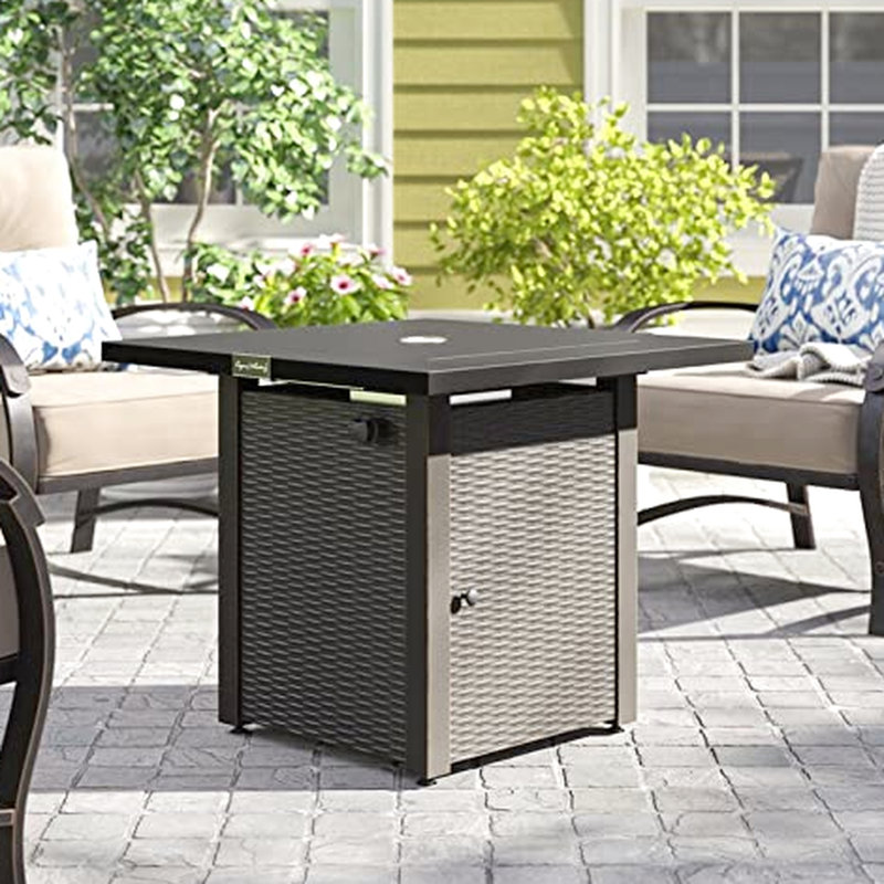 28In Outdoor Propane Gas Fire Pit Table, 50,000Btu, Lid, & Look, Lava Stone, Adjustable Flame, For Garden Patio Backyard 50,000Btu Table 28In, Gas, Appearance,