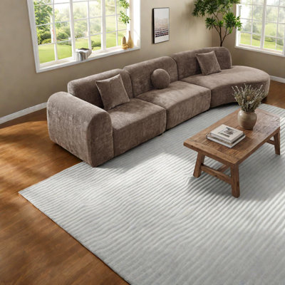 Canapé modulaire moderne, peu encombrant, en tissu brun, parfait pour le salon