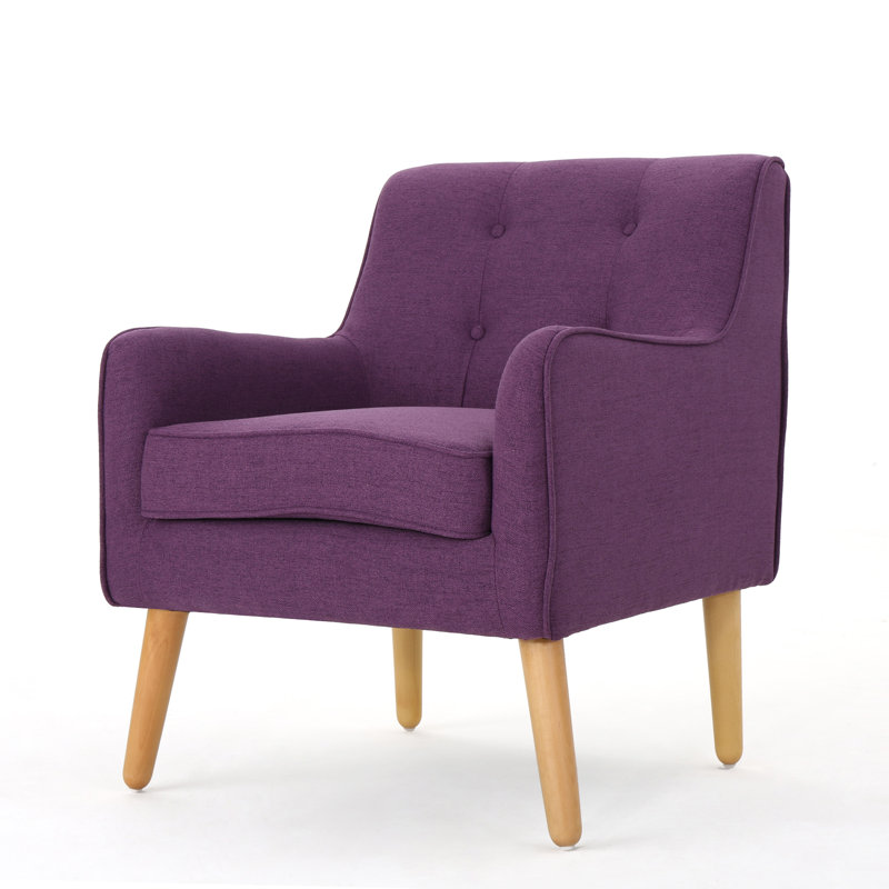 Felix Accent Armchair, Splayed Birch Wood Legs, Button Tufted Purple, Purple