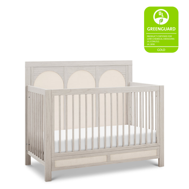 Eloise 4-in-1 Convertible Crib, White Driftwood/Performance Pearl Eco-Weave