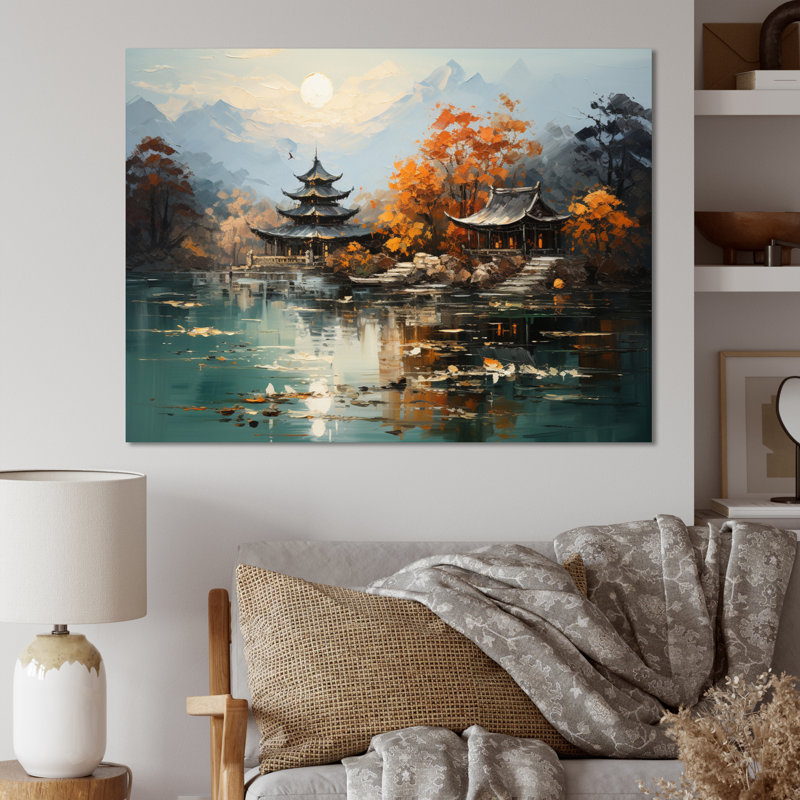 Art asiatique, paysage impérial III - impression, Toile tendue, H 16 po x l 32 po x P 1 po