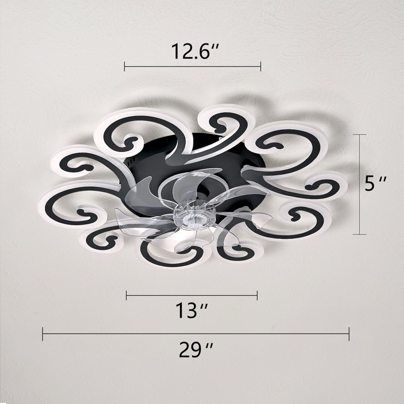 Remote-Controlled Ceiling Fan with Light, Modern Ceiling Fan with Lighting, Stepless Dimming with Color Temperature Adjustment, 6-Speed Settings, Suitable for Bedrooms and Living Rooms (Black)