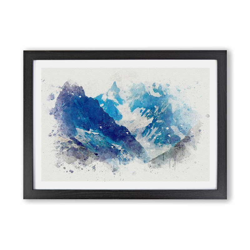 Mountains in Lac Blanc Chamonix - Framed Print, 45cm H x 63cm W x 2cm D, Black