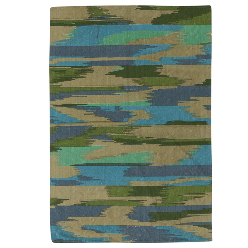 Tapis rectangulaire en laine à tissage plat