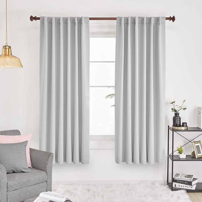Harue Curtain Pair, Grayish White, 52" W x 72" L